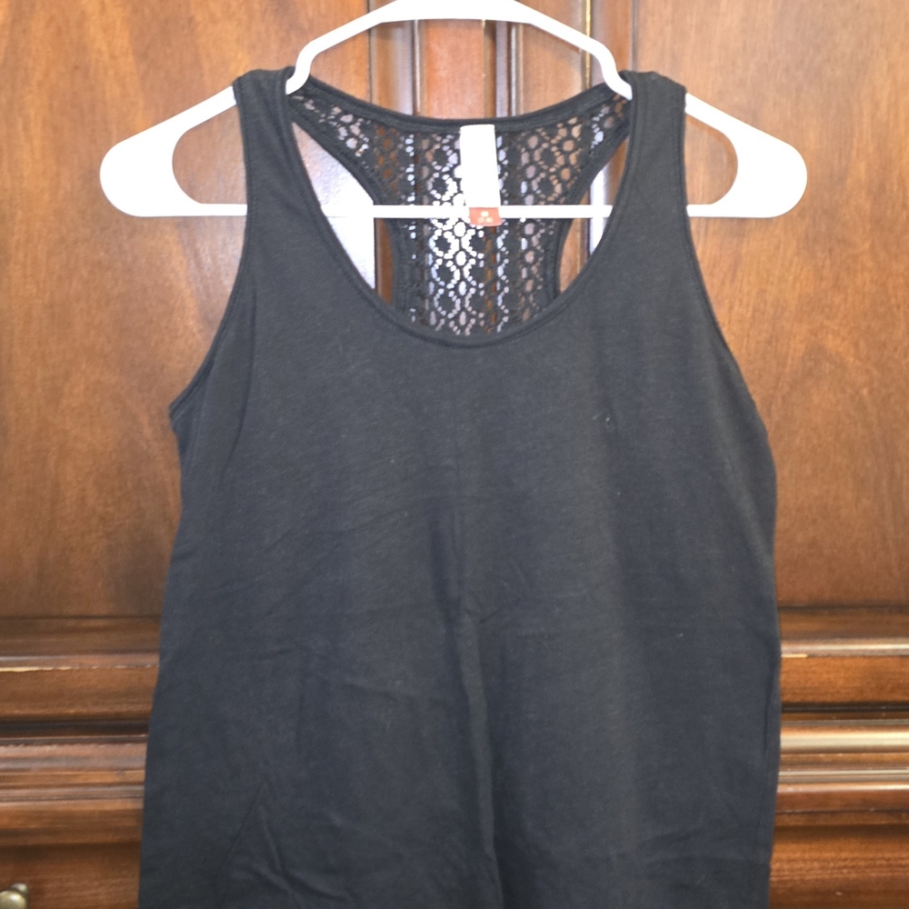 No Boundaries Black Lace Back Tank Top